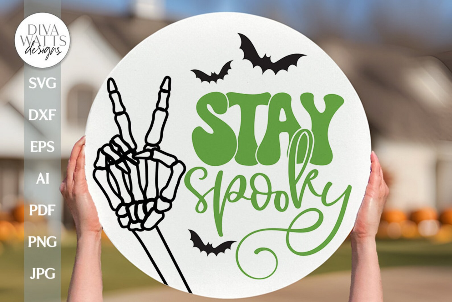 Stay Spooky SVG Halloween Door Hanger svg Skeleton Door Hanger svg Retro Halloween Skeleton SVG Skeleton Sign svg Skeleton Peace Sign SVG