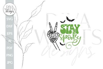 Stay Spooky SVG Halloween Door Hanger svg Skeleton Door Hanger svg Retro Halloween Skeleton SVG Skeleton Sign svg Skeleton Peace Sign SVG