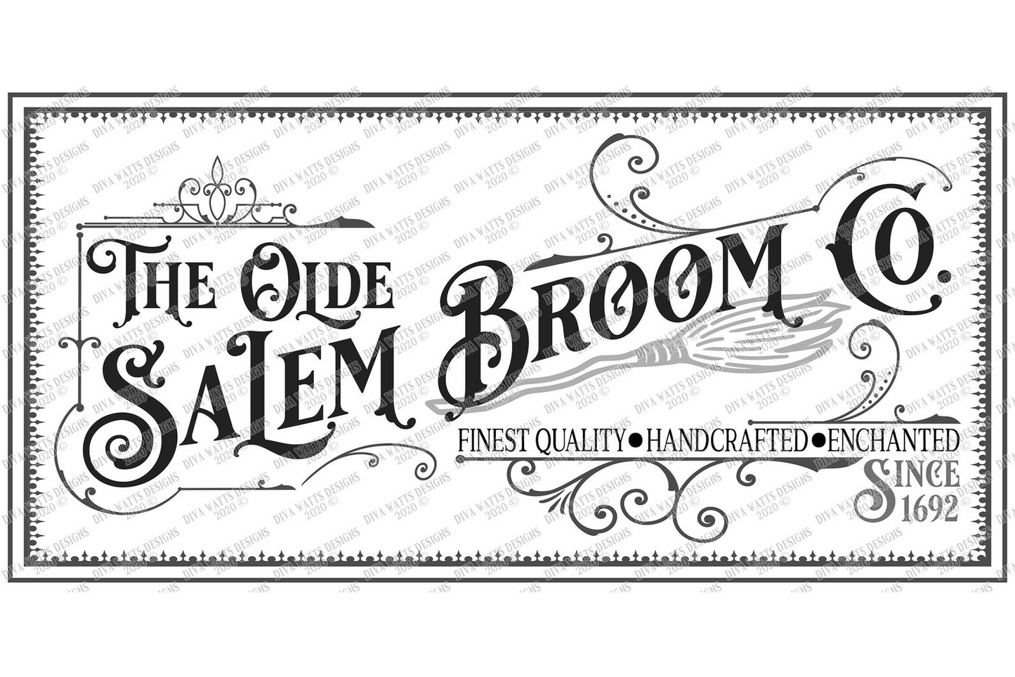 SVG | The Olde Salem Broom Co | Cutting File | Halloween | Finest Quality Enchanted Handcrafted | Since 1692 | Sign | Vinyl Stencil HTV dxf