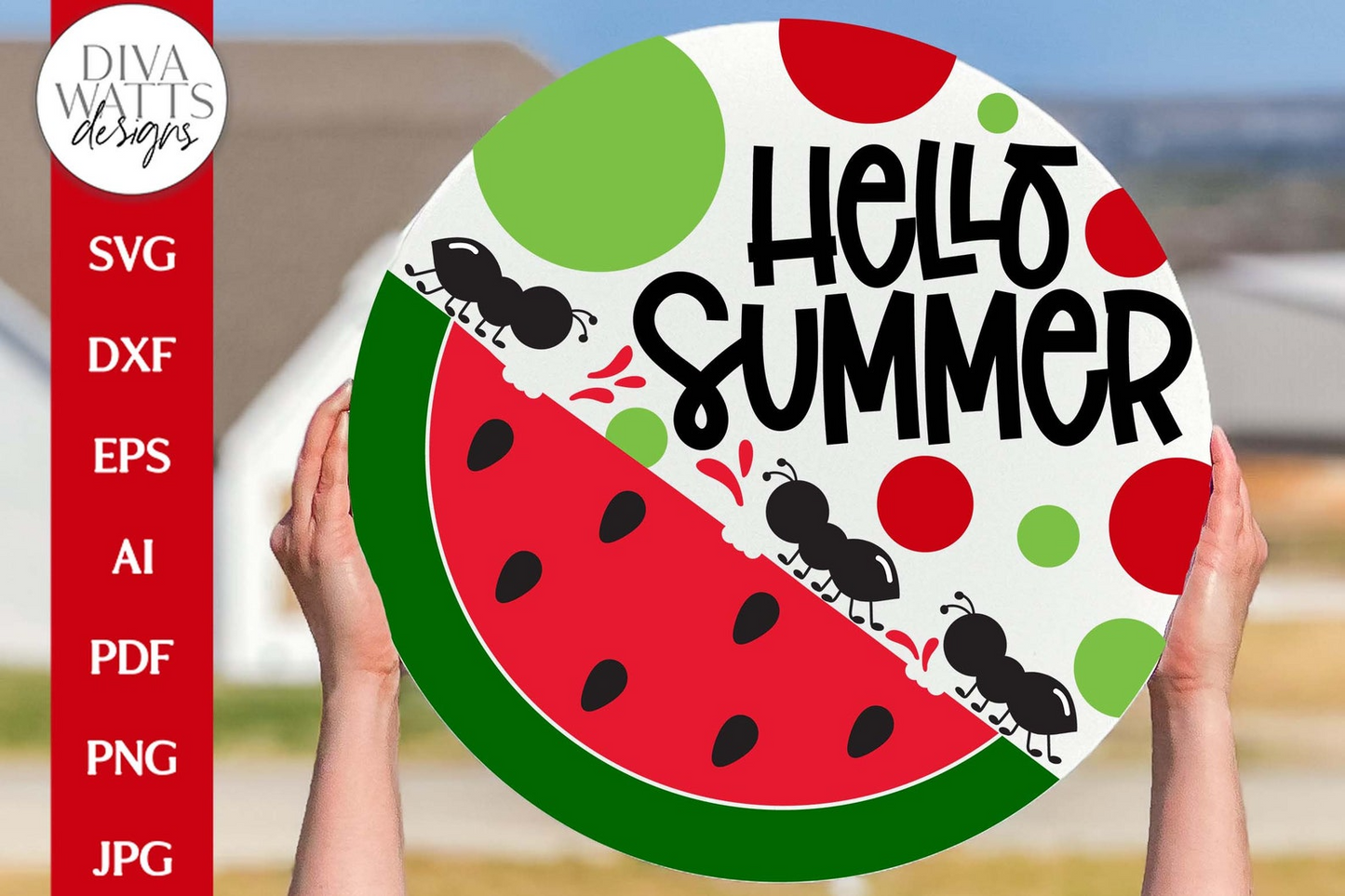 Hello Summer SVG | Watermelon & Ants Door Hanger Design