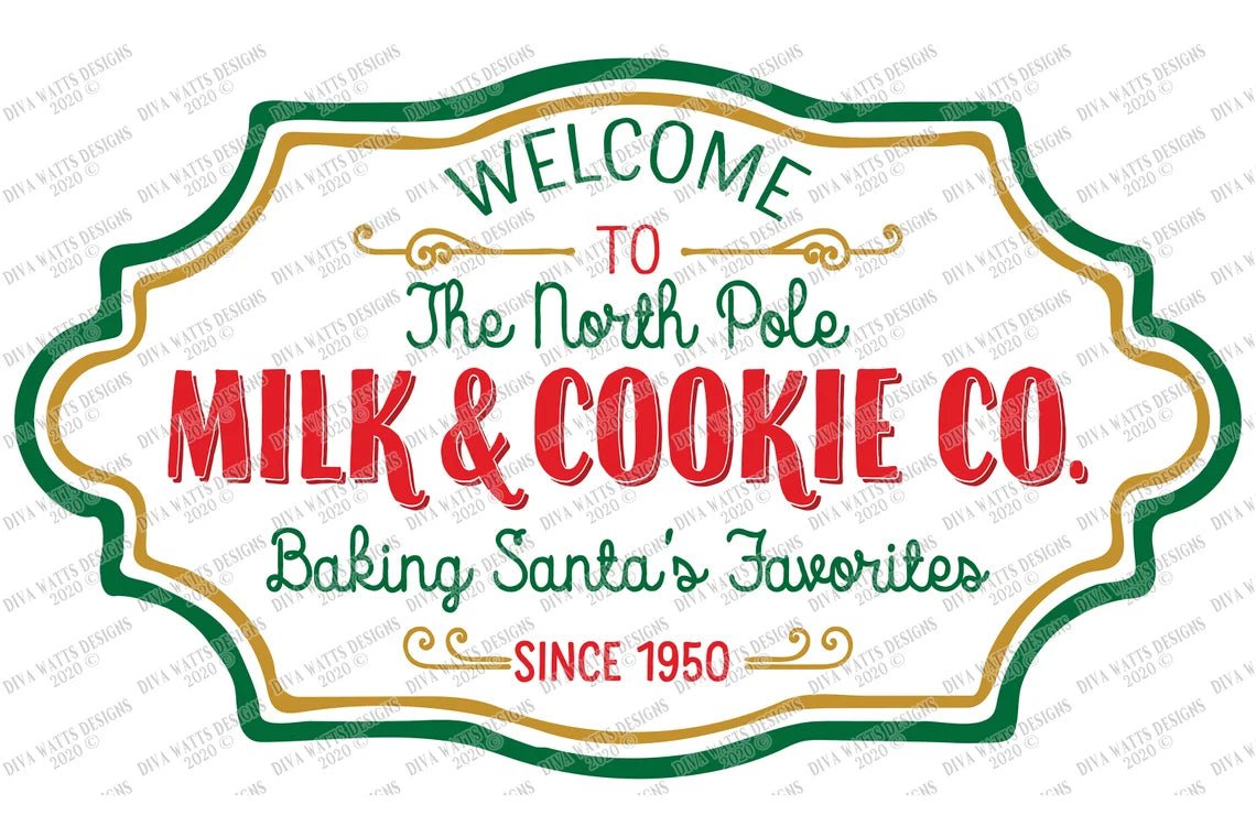 SVG | The North Pole Milk & Cookie Co. | Cutting File | Christmas | Baking Santa's Favorites | Kitchen Sign | Vinyl Stencil HTV | dxf eps ai