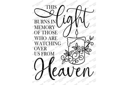 SVG | This Light Burns In Memory | Cutting File | Of Those Who Are Watching Over Us From Heaven | Lantern Candle | Vinyl Stencil | Memorial