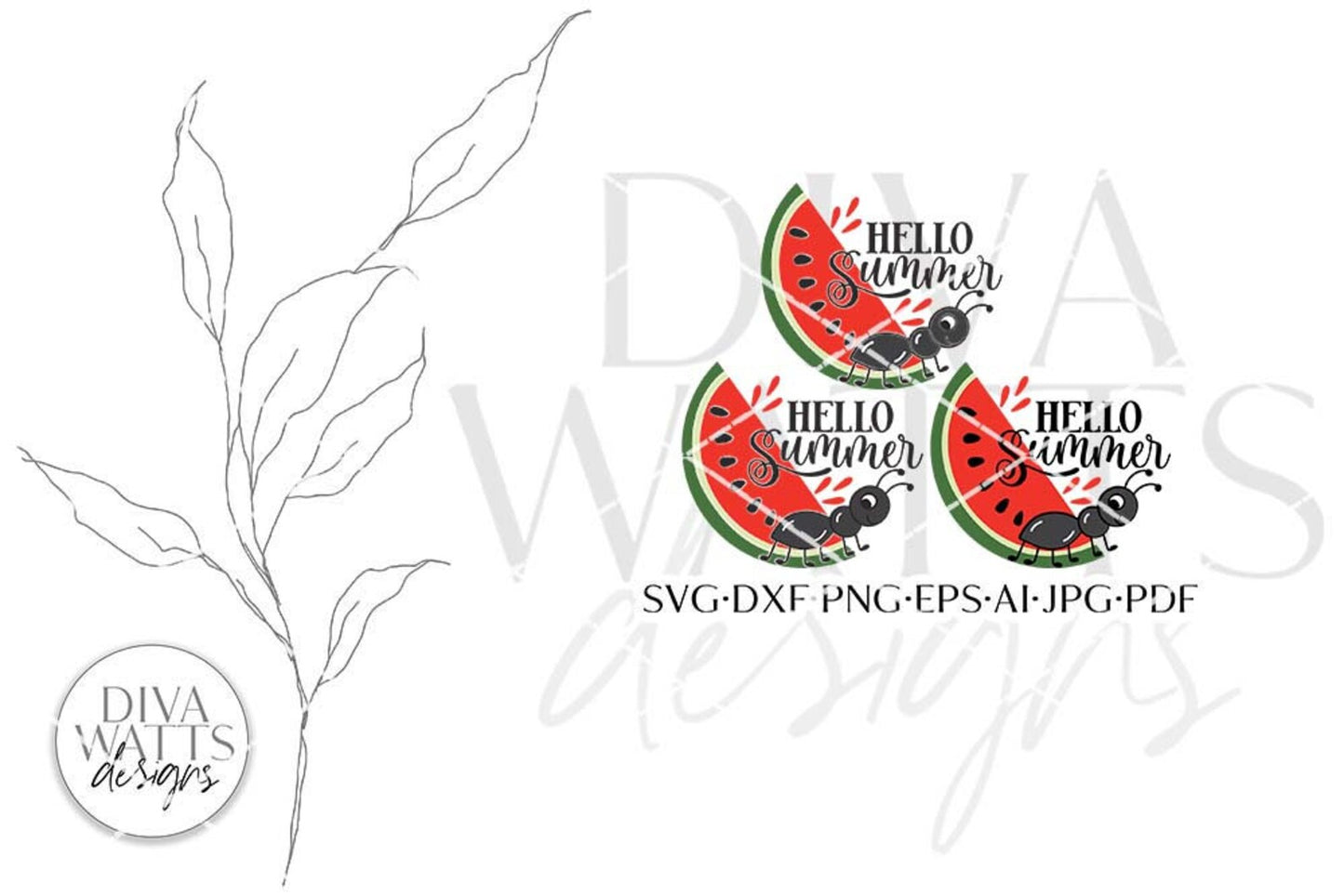 Hello Summer with Watermelon and Ant SVG | Welcome Design