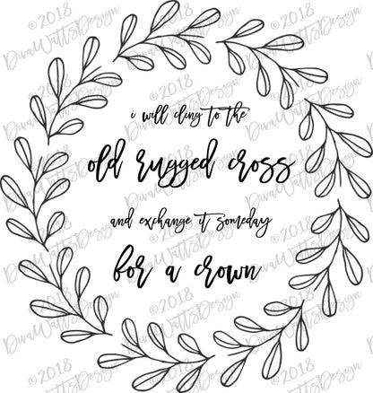 Old Rugged Cross | SVG | Printable | PNG | Farmhouse Wreath Wall Decor | Instant Download Cuttable Cricut Silhouette | Religious Hymn