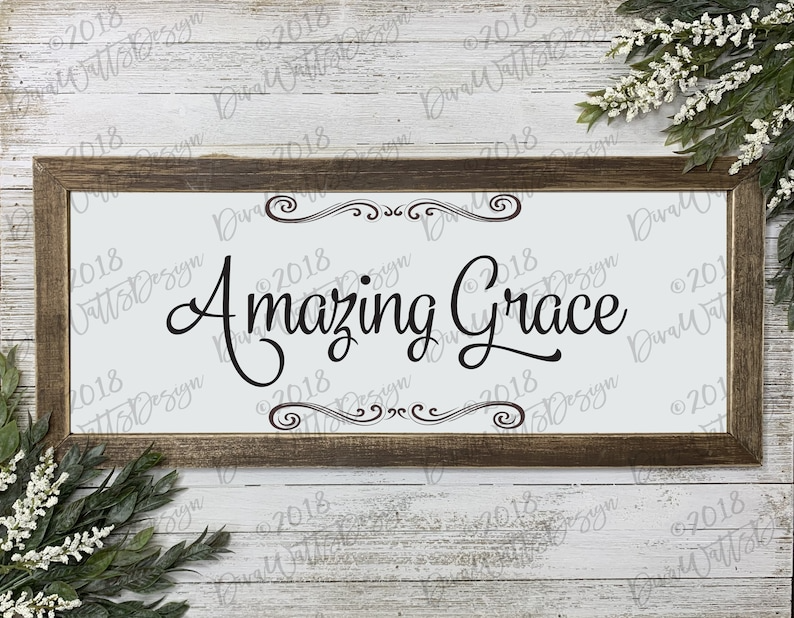 SVG Amazing Grace | Farmhouse | Hymn | Art | Vinyl Stencil | Cutting File | Instant Download | DXF | PNG