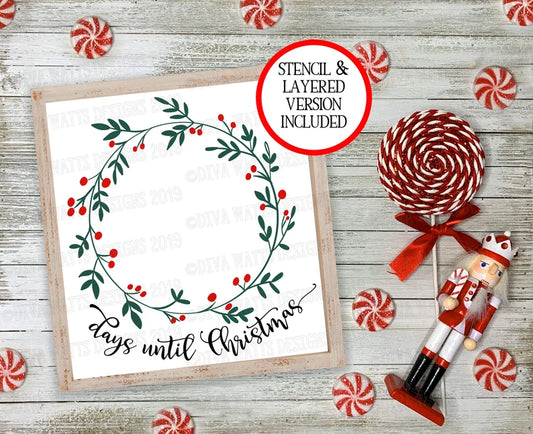 SVG Days Until Christmas | Cutting File | DXF PNG eps | Vinyl Stencil | Sign | Instant Download | Layered | Printable jpg | Colored & Plain