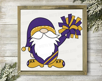 SVG Cheerleader Gnome | Cutting File | Laser Cutter | DXF PNG eps jpg | Customize with Team Colors & Logo | Football | Vinyl Stencil htv