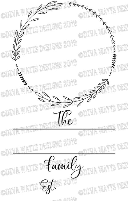 SVG Monogram Last Name Sign | Cutting File | Instant Download | Farmhouse Rustic Wreath | DXF PNG eps | Vinyl Download | You Customize