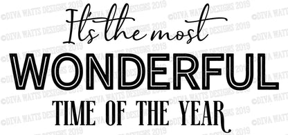 SVG It's The Most Wonderful Time Of The Year | Cutting File | Christmas | Sign Shirt Pillow More | Vinyl Stencil HTV | dxf png eps ai pdf