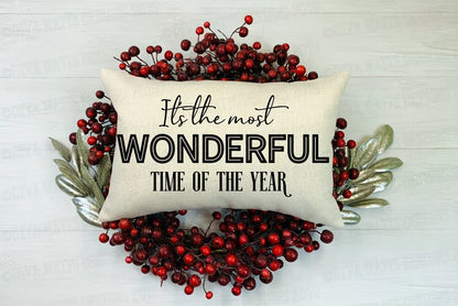 SVG It's The Most Wonderful Time Of The Year | Cutting File | Christmas | Sign Shirt Pillow More | Vinyl Stencil HTV | dxf png eps ai pdf