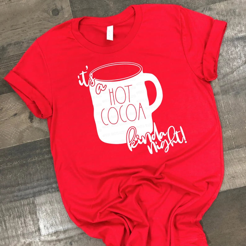 SVG It's A Hot Cocoa Kinda Night | Cutting File | Christmas Winter | Farmhouse Lumpy Mug | Shirt | Vinyl Stencil HTV | DXF png eps jpg sign