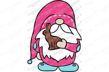 SVG | Easter Gnome with Chocolate Bunny | Cutting File | Farmhouse Spring | Vinyl Stencil HTV | Instant Download | png eps jpg | sign shirt