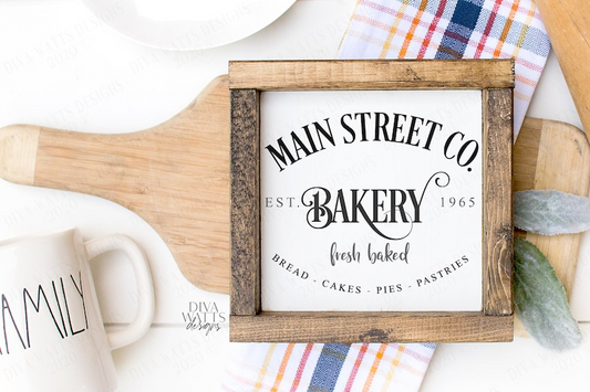 SVG | Main Street Co Bakery | Cutting File | Farmhouse Kitchen | Bread Cakes Pies Pastries | Sign | | Vinyl Stencil HTV | eps ai