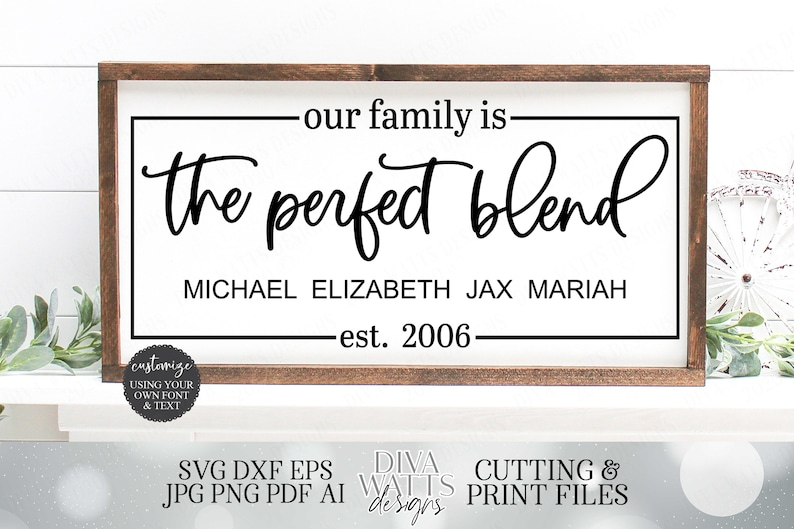 Our Family Is The Perfect Blend | Customize With Your Font and Text | Cutting Files and Printables | SVG DXF JPG | Blended Family Design