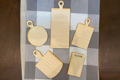 Set of 5 Cutting Boards for Laser Cutting Machine | Tested with Glowforge | SVG File | Tiered Tray Decor and More!