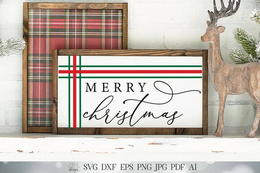 Merry Christmas SVG | Winter Farmhouse Design | Ticking Stripes SVG | Winter Wall Sign SVG | Printable and More