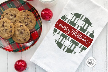 Merry Christmas Buffalo Plaid Round SVG | Winter Design