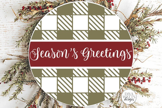 Seasons Greetings Plaid Round SVG | Christmas / Winter Design