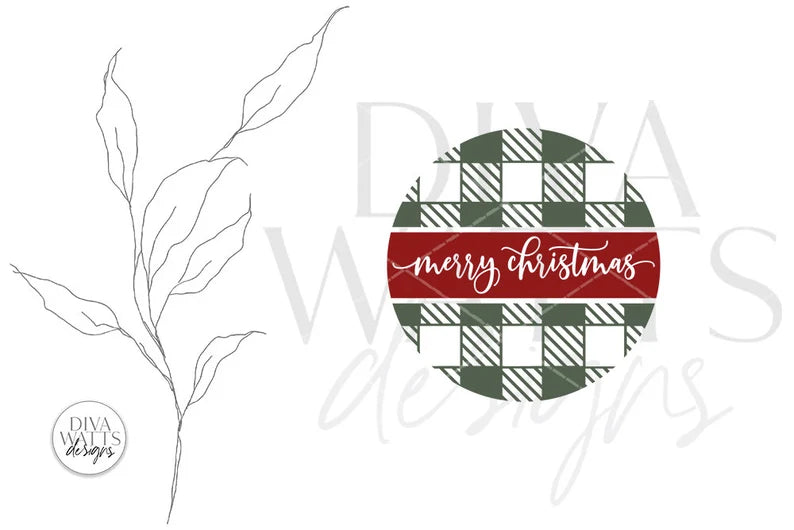 Merry Christmas Buffalo Plaid Round SVG | Winter Design