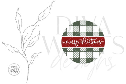 Merry Christmas Buffalo Plaid Round SVG | Winter Design