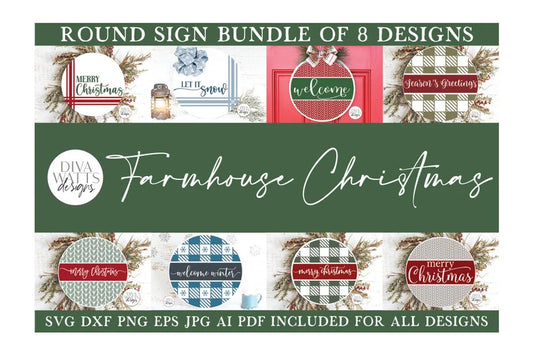 Farmhouse Round Christmas SVG Bundle - Sign Making Bundle