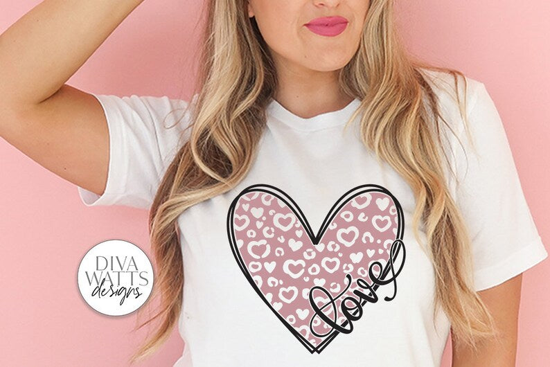 Love SVG | Leopard Print Heart Design for Valentine's Day