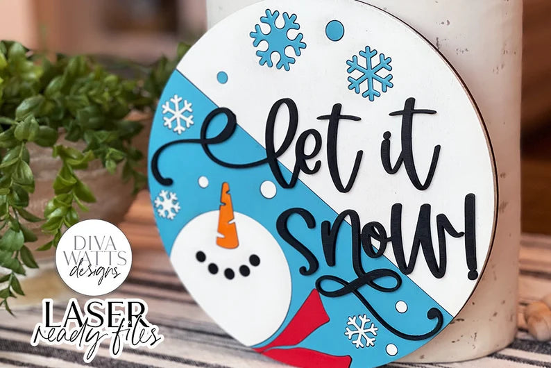 Let It Snow Glowforge SVG | Modern Half Round Winter Design