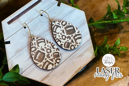 Football Leopard Print Drop Earrings Glowforge SVG | Sports Earring Design