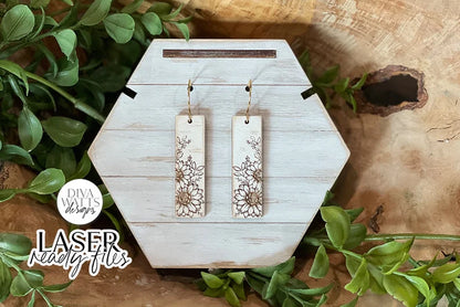 Floral Drop Earrings Glowforge SVG | Sunflower Laser Cut and Engrave File