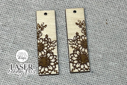 Floral Drop Earrings Glowforge SVG | Sunflower Laser Cut and Engrave File