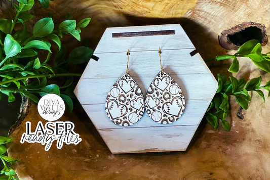 Baseball Leopard Print Drop Earrings Glowforge SVG | Sports Earring Design