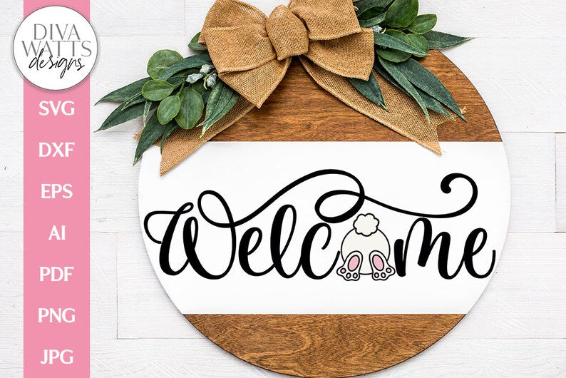 Welcome With Bunny Butt SVG | Easter Design