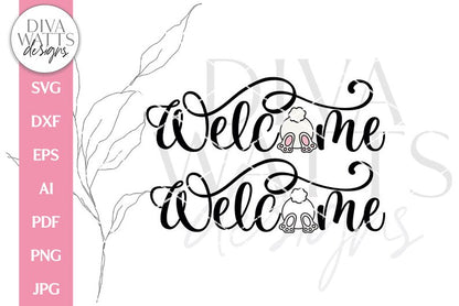 Welcome With Bunny Butt SVG | Easter Design