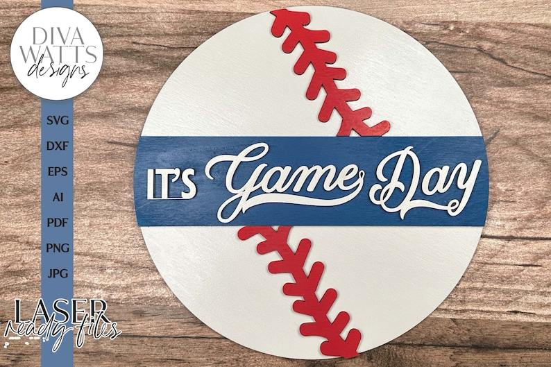 It's Game Day LASER SVG | Baseball Door Hanger Design | Glowforge Laser File