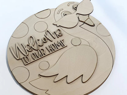 Welcome To Our Home Glowforge SVG | Round Flamingo With Sunglasses Sign | Door Hanger