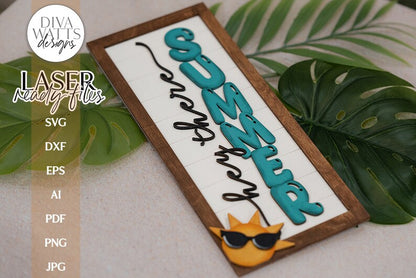 Hey There Summer SVG | Vertical Sign for Glowforge Laser