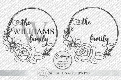 Floral Monogram SVG | Farmhouse Round Sign SVG | dxf and more!