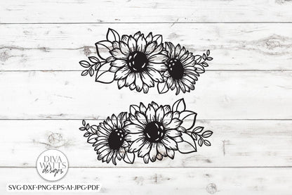 Sunflower Alphabet SVG Set | Monogram Letters Bundle | Nursery Wedding Home & More