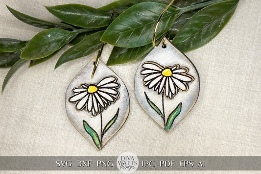 Daisy Earrings svg Glowforge Earrings SVG Daisies SVG For Earrings SVG Laser Earrings svg 3D Daisy Glowforge Laser Earrings svg