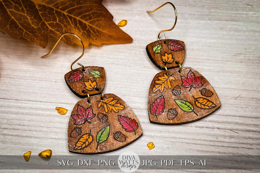 Fall Leaves Earrings Glowforge Earrings SVG Halloween Earrings svg Xtool Laser Earrings svg Earrings for Fall svg Acorn Earrings svg