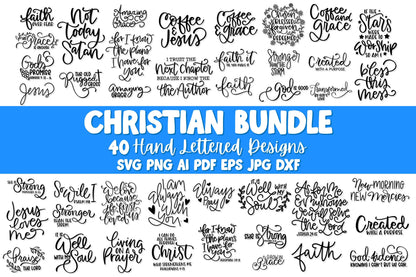 Christian Bundle SVG Scripture Bundle Jesus SVG Religious SVG Bundle Bible Verse Bundle Hand Lettered svg Bundle for Cricut Silhouette svg