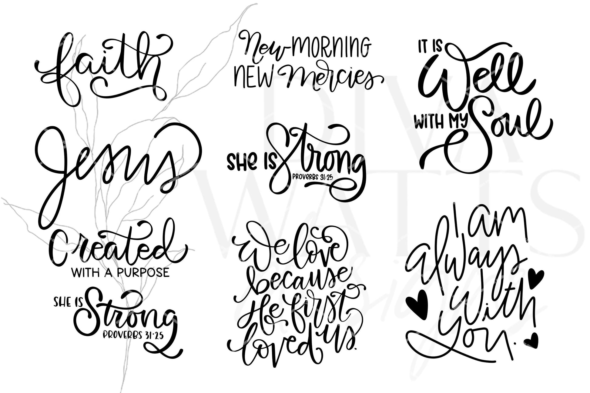 Christian Bundle SVG Scripture Bundle Jesus SVG Religious SVG Bundle Bible Verse Bundle Hand Lettered svg Bundle for Cricut Silhouette svg