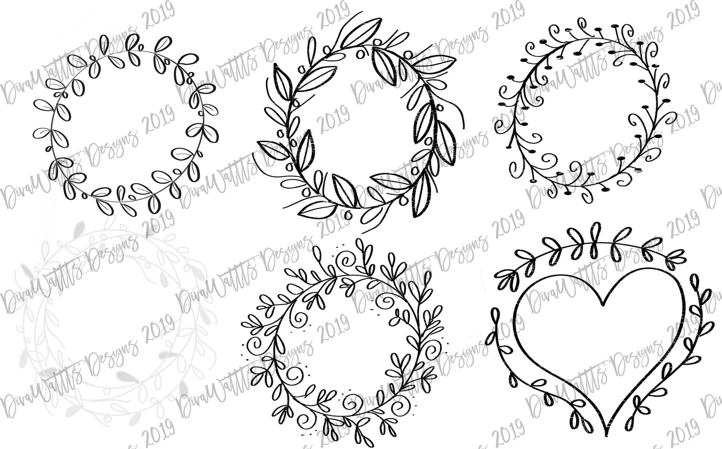 Procreate Stamp Bundle | Farmhouse Rustic  Vintage Style | Over 40 images | Instant Download | Wreaths Mason Jar Truck Laurels