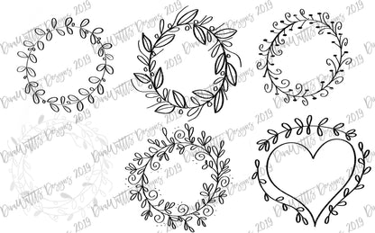 Procreate Stamp Bundle | Farmhouse Rustic  Vintage Style | Over 40 images | Instant Download | Wreaths Mason Jar Truck Laurels