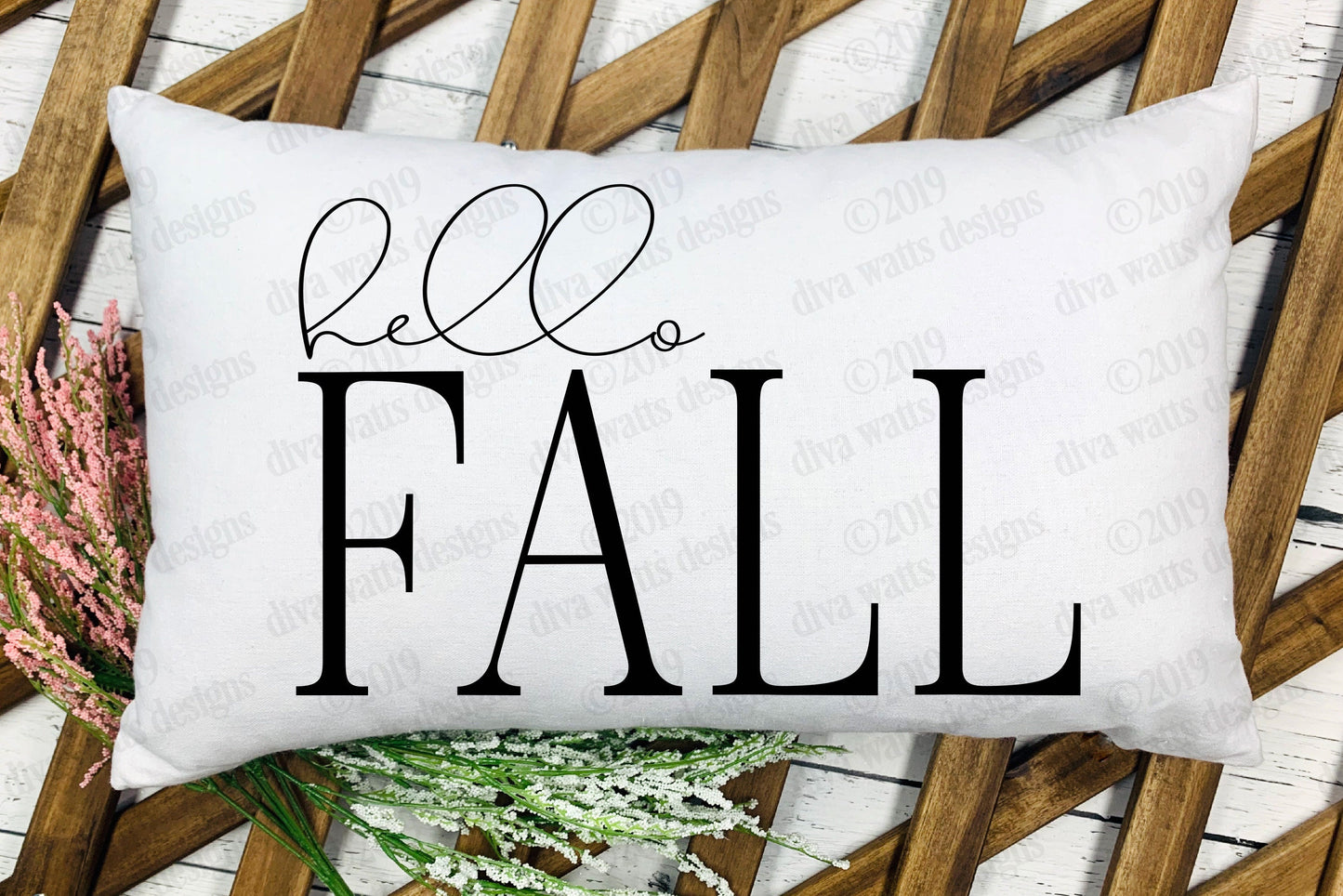 SVG Hello Fall | Cutting File | Autumn | DXF PNG eps Instant Download | Vinyl Stencil | Sign | Pillow | Tea Towel | More | Farmhouse Modern