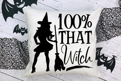 SVG 100% That Witch | Halloween | Cutting File | DXF PNG eps jpg | Vinyl Stencil | Fall Autumn | Broom | Sassy | Sexy | Instant Download