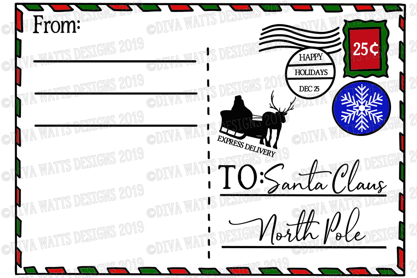 SVG Letter to Santa Postcard | Christmas Cutting File | Customize Personalize Instant Download | Family Address | Sign | Vinyl Stencil htv