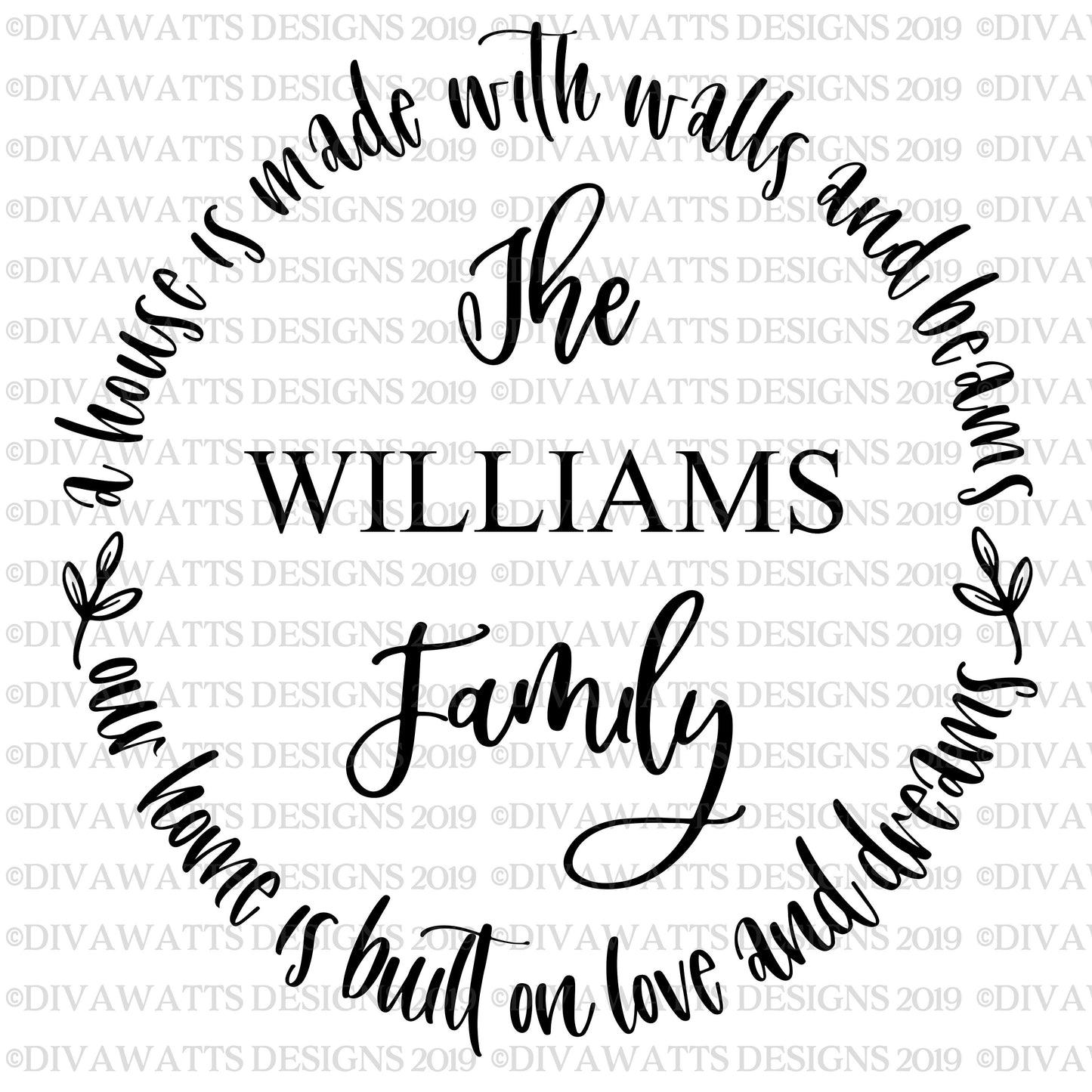 SVG A House Is Made With Walls and Beams | Cutting File | Our Home Is Built On Love and Dreams | Round Circle Farmhouse Sign | Vinyl Stencil