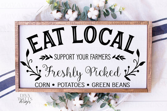 SVG | Eat Local | Cutting File | Support Your Farmers | Freshly Picked | Corn Potatoes Green Beans | PNG eps jpg pdf | Vinyl Stencil HTV