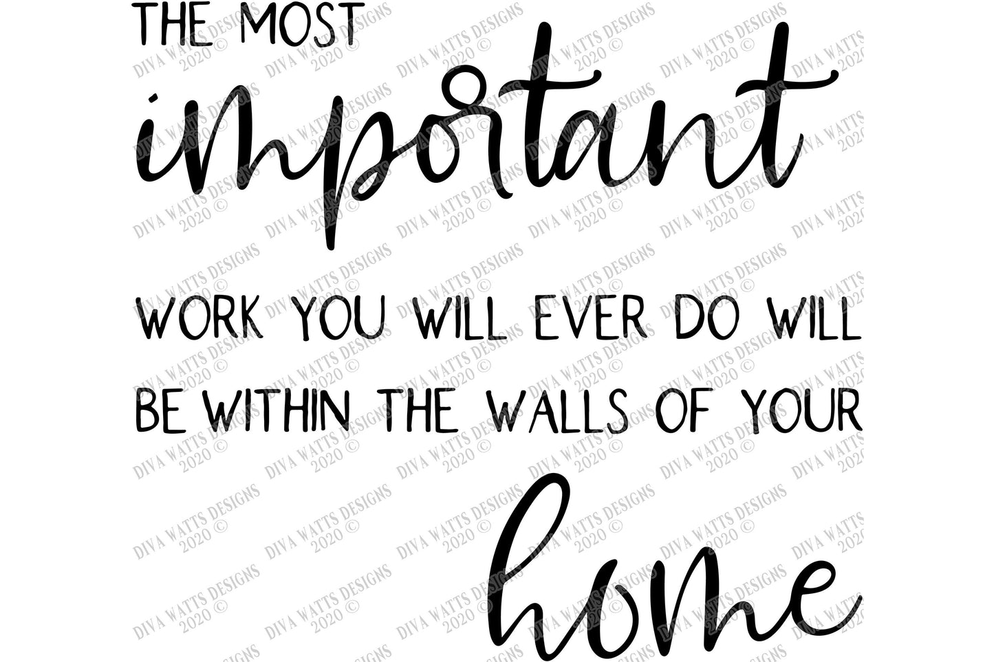 SVG | The Most Important Work You Will Ever Do Will Be Within The Walls Of Your Home | Cutting File | Farmhouse Sign | Vinyl Stencil HTV eps